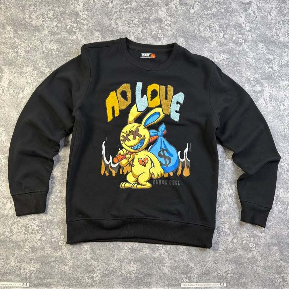 Phsycho Bunny No Love Black Pike Crewneck Pullover Men's Sweatshirt Size XL